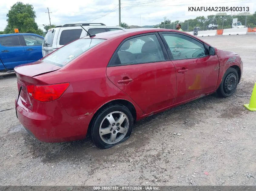 2011 Kia Forte Ex VIN: KNAFU4A22B5400313 Lot: 39857151