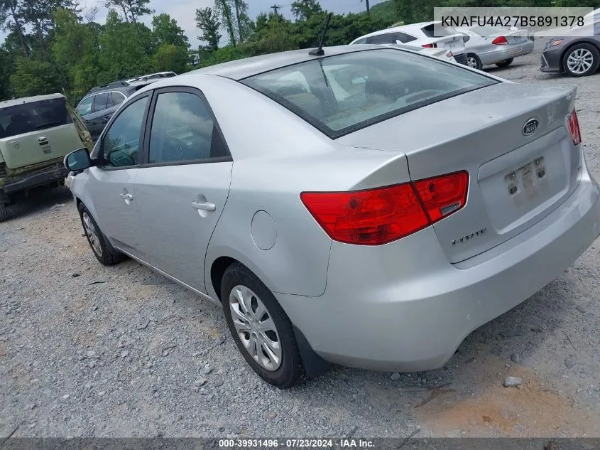 2011 Kia Forte Ex VIN: KNAFU4A27B5891378 Lot: 39931496