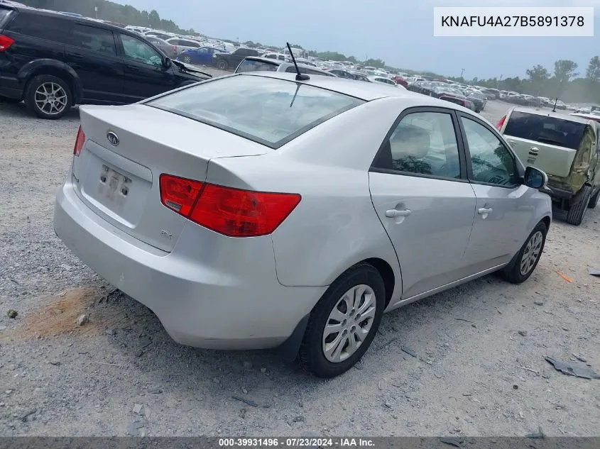 KNAFU4A27B5891378 2011 Kia Forte Ex