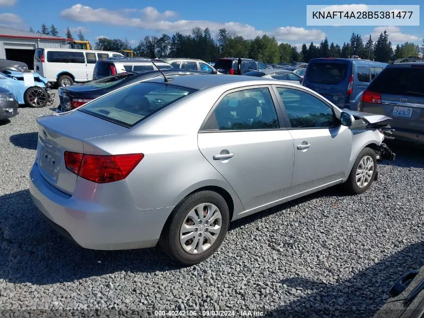 2011 Kia Forte Lx VIN: KNAFT4A28B5381477 Lot: 40242106