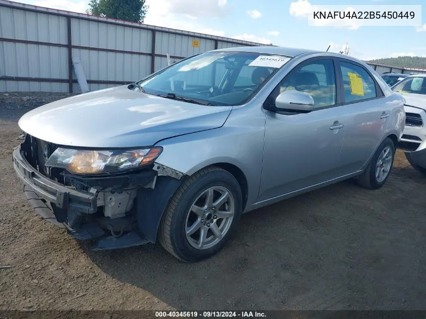 2011 Kia Forte Ex VIN: KNAFU4A22B5450449 Lot: 40345619