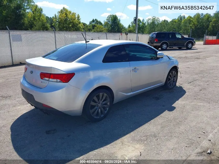 2011 Kia Forte Koup Sx VIN: KNAFW6A35B5342647 Lot: 40354416