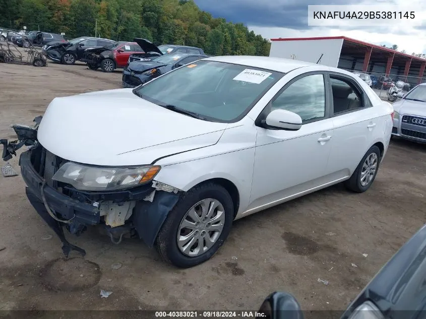 KNAFU4A29B5381145 2011 Kia Forte Ex