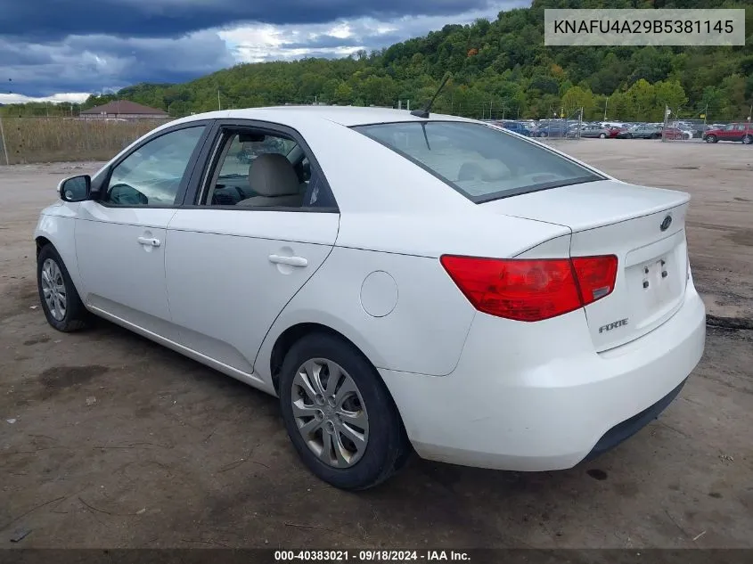 KNAFU4A29B5381145 2011 Kia Forte Ex