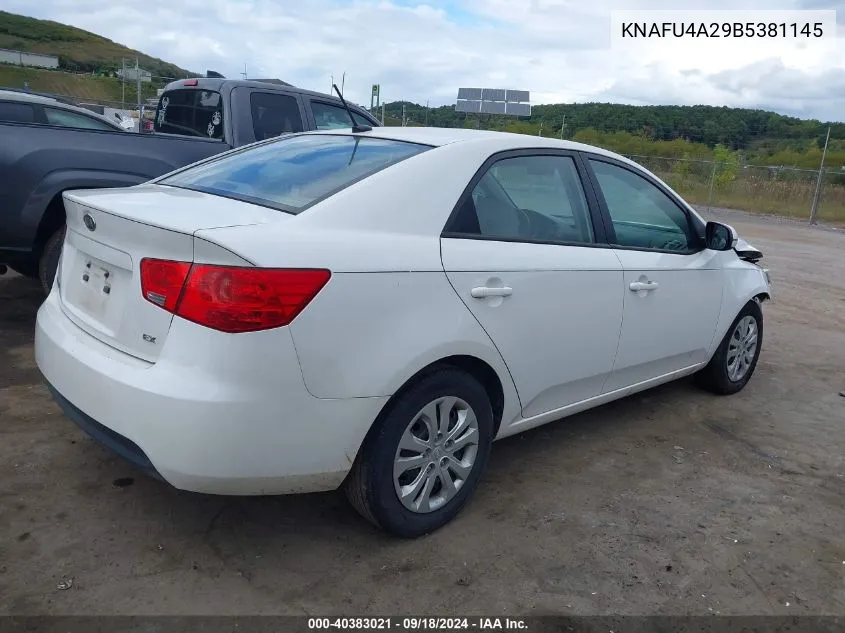 KNAFU4A29B5381145 2011 Kia Forte Ex