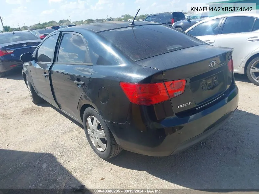 2011 Kia Forte Ex VIN: KNAFU4A2XB5374642 Lot: 40386285