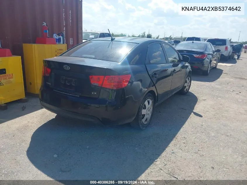 2011 Kia Forte Ex VIN: KNAFU4A2XB5374642 Lot: 40386285