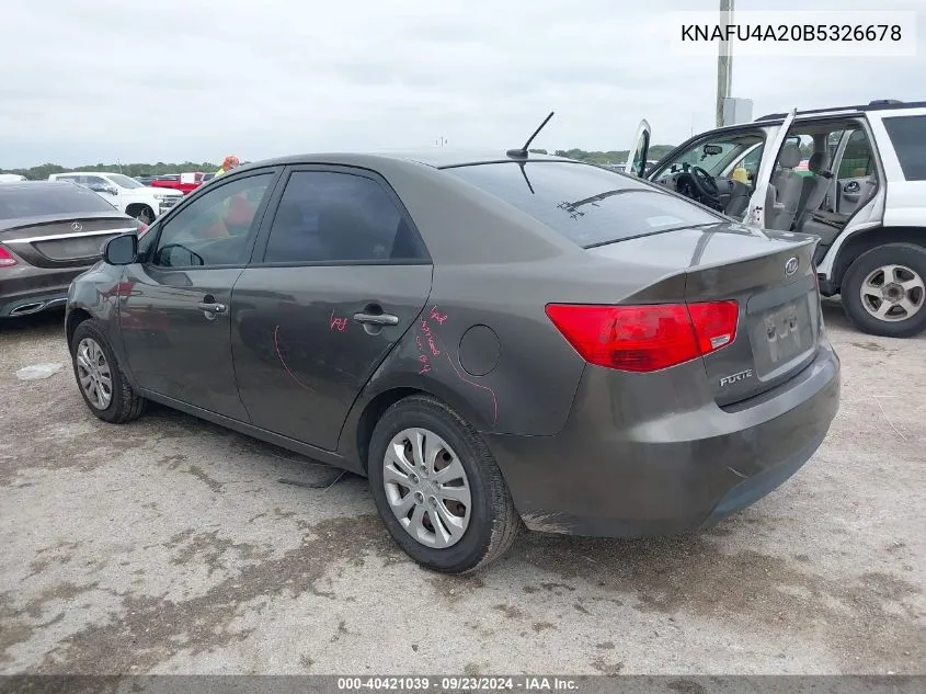 2011 Kia Forte Ex VIN: KNAFU4A20B5326678 Lot: 40421039