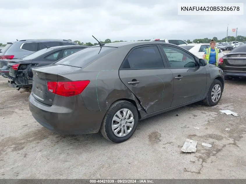 2011 Kia Forte Ex VIN: KNAFU4A20B5326678 Lot: 40421039