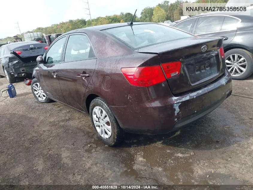 2011 Kia Forte Ex VIN: KNAFU4A27B5358608 Lot: 40551628