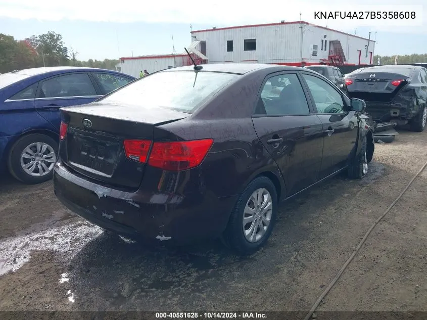 2011 Kia Forte Ex VIN: KNAFU4A27B5358608 Lot: 40551628