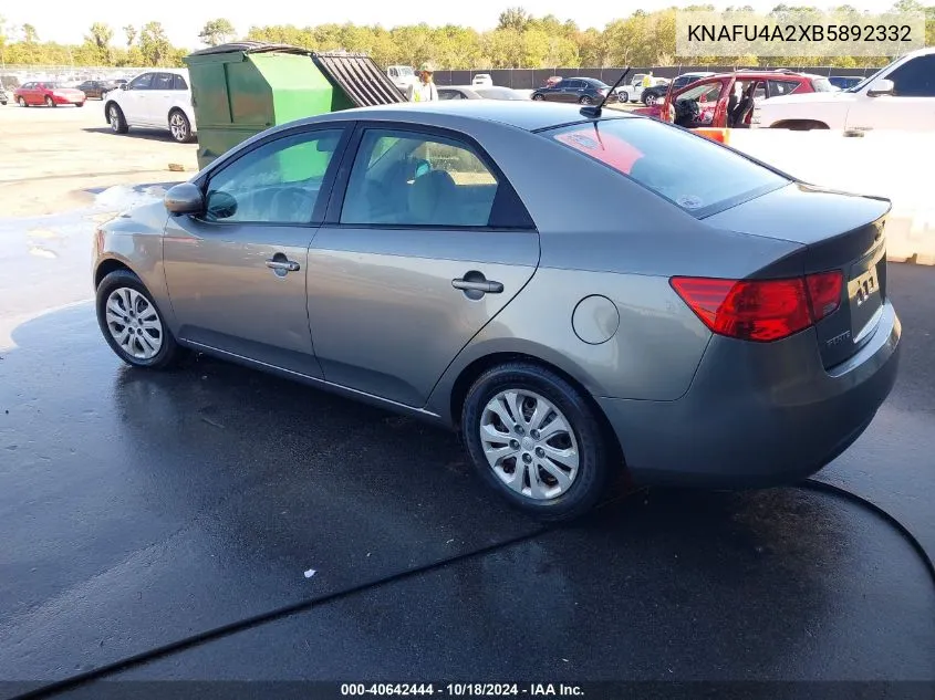 2011 Kia Forte Ex VIN: KNAFU4A2XB5892332 Lot: 40642444