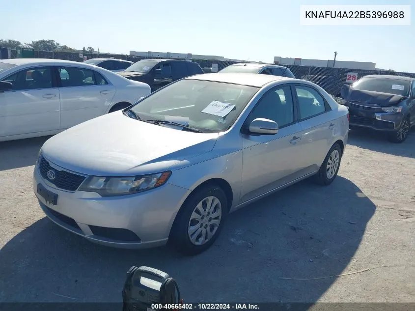 2011 Kia Forte Ex VIN: KNAFU4A22B5396988 Lot: 40665402