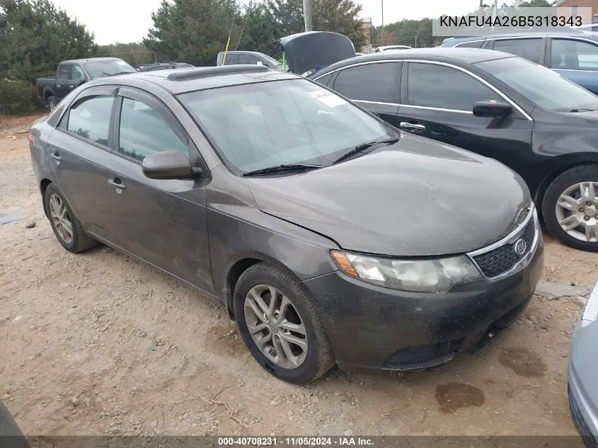 2011 Kia Forte Ex VIN: KNAFU4A26B5318343 Lot: 40708231