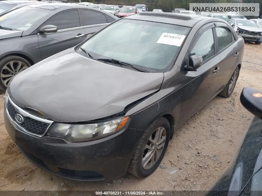 2011 Kia Forte Ex VIN: KNAFU4A26B5318343 Lot: 40708231