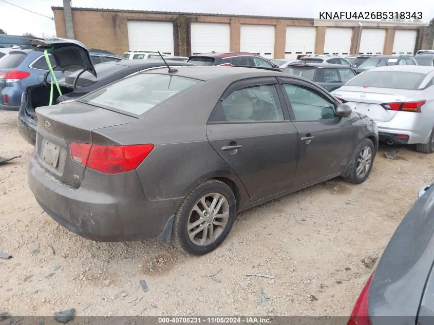 2011 Kia Forte Ex VIN: KNAFU4A26B5318343 Lot: 40708231