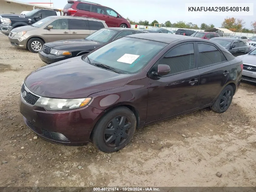 2011 Kia Forte Ex VIN: KNAFU4A29B5408148 Lot: 40721674