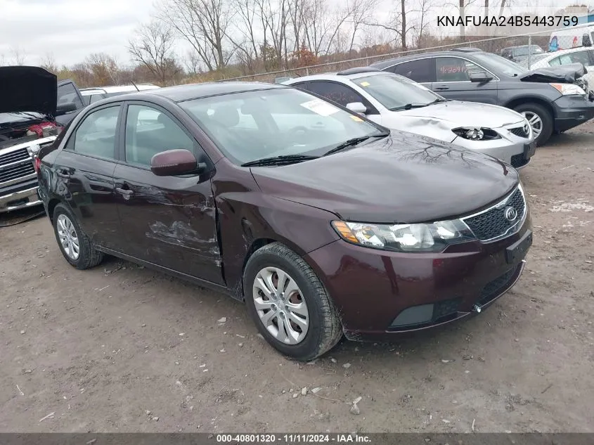 2011 Kia Forte Ex VIN: KNAFU4A24B5443759 Lot: 40801320