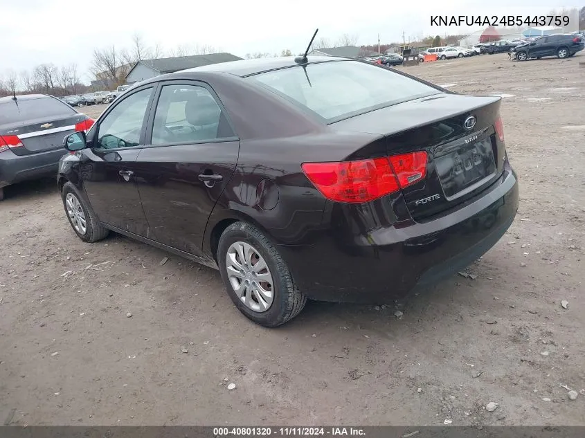 2011 Kia Forte Ex VIN: KNAFU4A24B5443759 Lot: 40801320