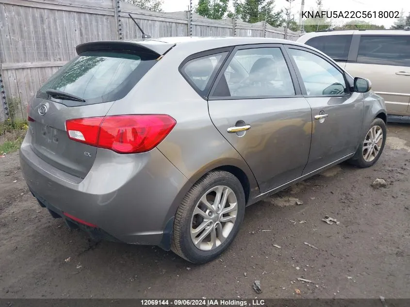 2012 Kia Forte VIN: KNAFU5A22C5618002 Lot: 12069144