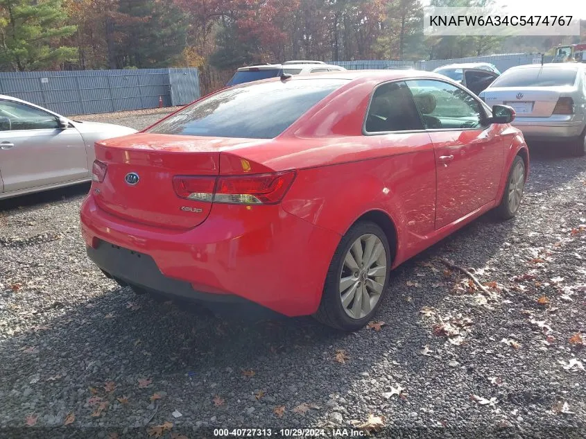 2012 Kia Forte Koup Sx VIN: KNAFW6A34C5474767 Lot: 40727313