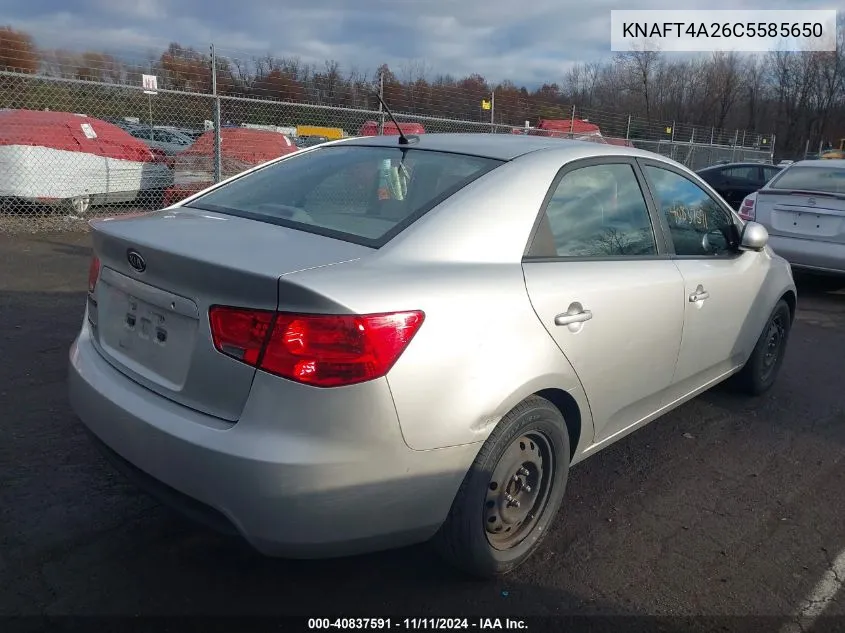 2012 Kia Forte Lx VIN: KNAFT4A26C5585650 Lot: 40837591