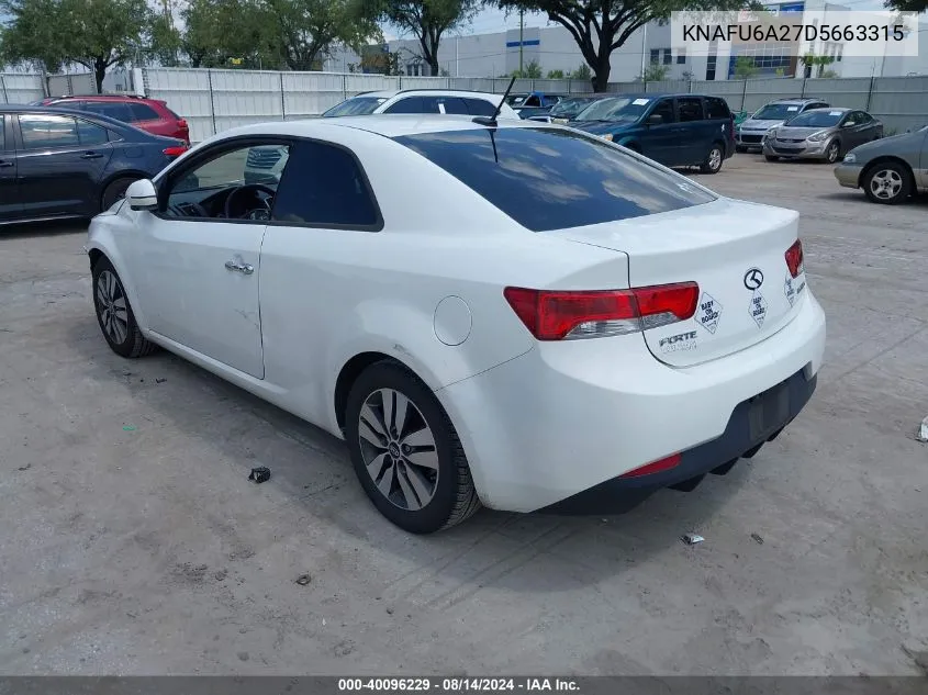 2013 Kia Forte Koup Ex VIN: KNAFU6A27D5663315 Lot: 40096229