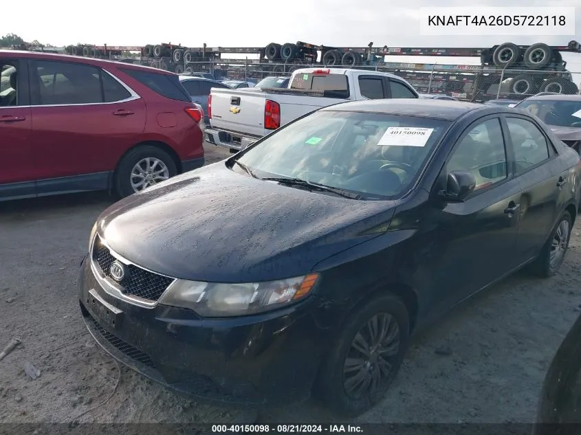 2013 Kia Forte Lx VIN: KNAFT4A26D5722118 Lot: 40150098