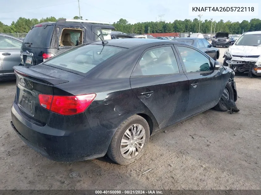 2013 Kia Forte Lx VIN: KNAFT4A26D5722118 Lot: 40150098