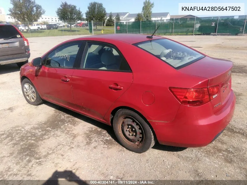 2013 Kia Forte Ex VIN: KNAFU4A28D5647502 Lot: 40304741