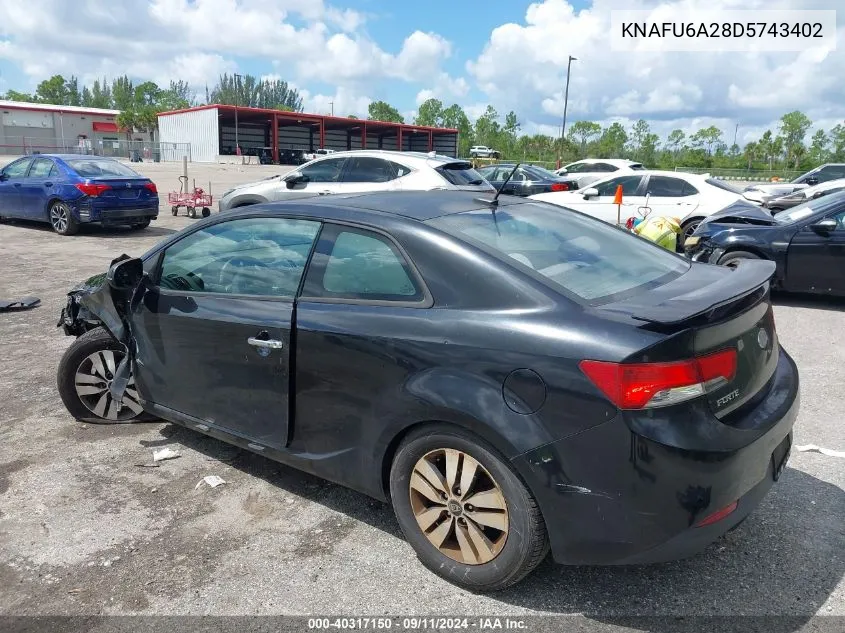 2013 Kia Forte Koup Ex VIN: KNAFU6A28D5743402 Lot: 40317150