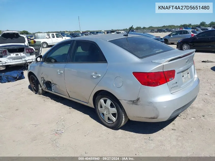 KNAFT4A27D5651480 2013 Kia Forte Lx