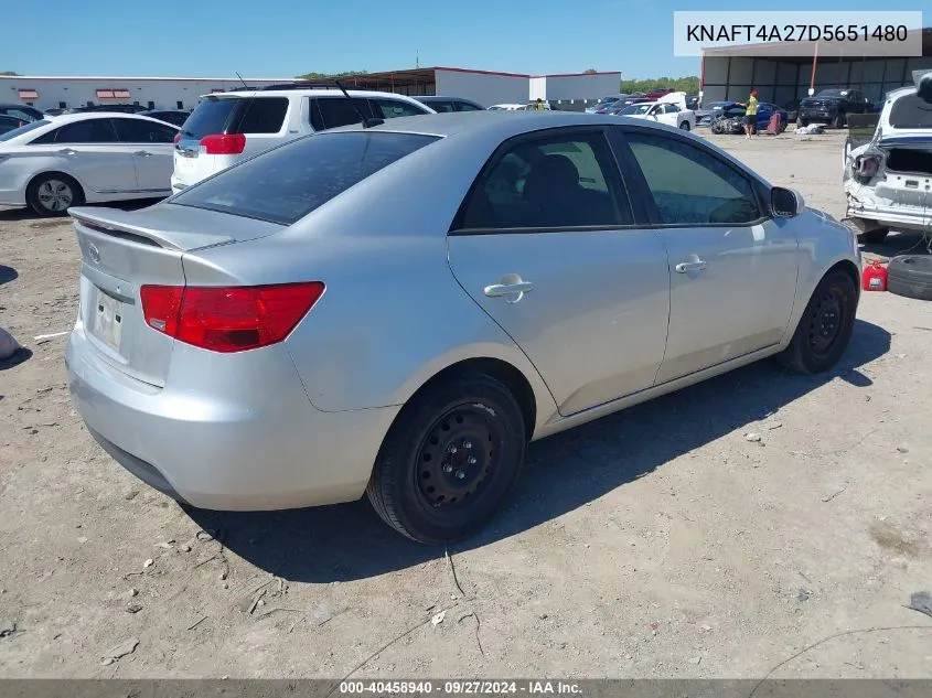 KNAFT4A27D5651480 2013 Kia Forte Lx