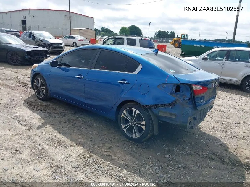 2014 Kia Forte Ex VIN: KNAFZ4A83E5102587 Lot: 39816491