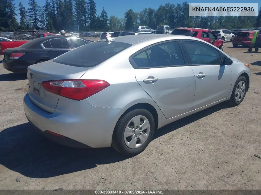 2014 Kia Forte Lx VIN: KNAFK4A66E5222936 Lot: 39833410