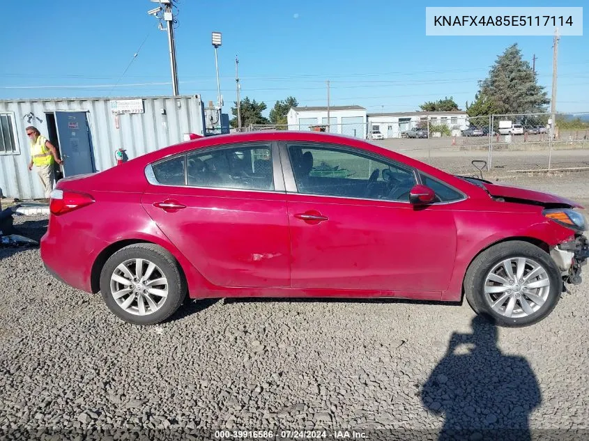 2014 Kia Forte Ex VIN: KNAFX4A85E5117114 Lot: 39916586