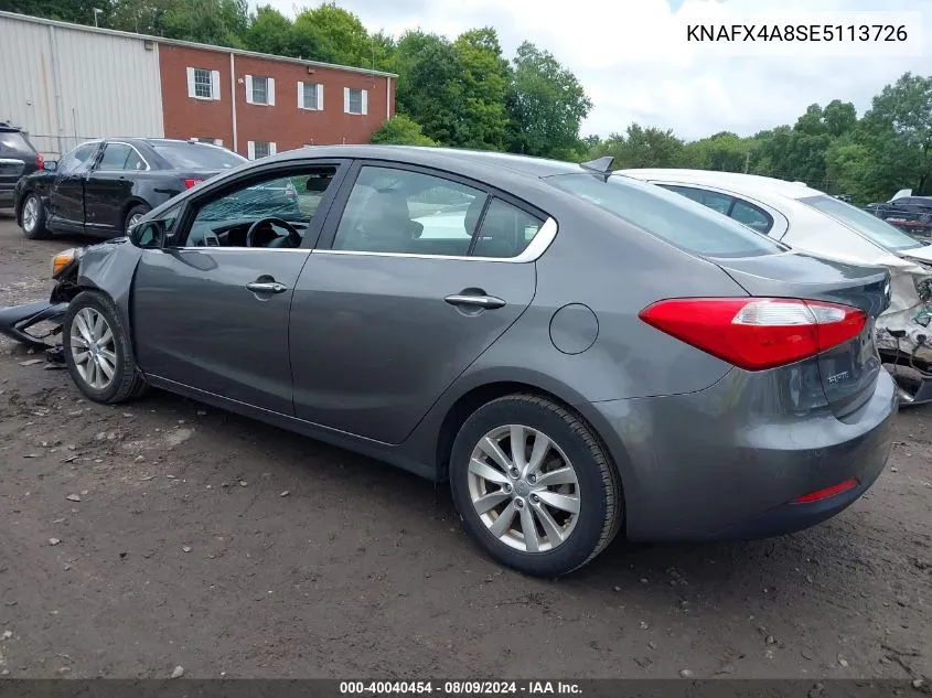 2014 Kia Forte Ex VIN: KNAFX4A8SE5113726 Lot: 40040454