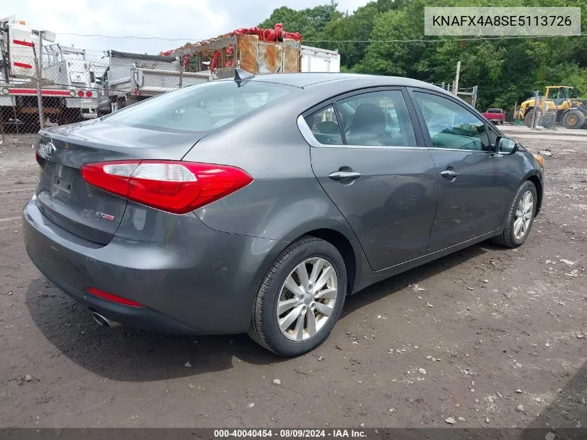 2014 Kia Forte Ex VIN: KNAFX4A8SE5113726 Lot: 40040454