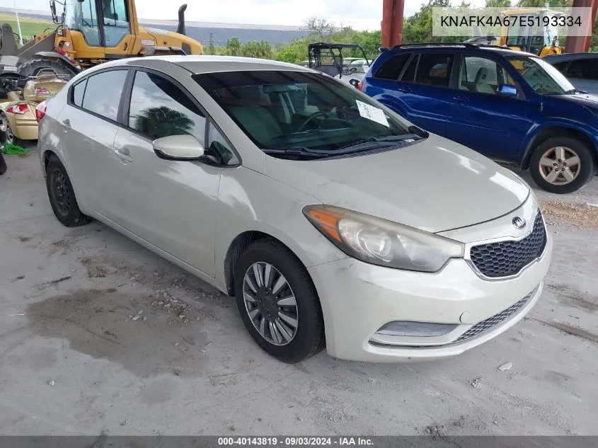 2014 Kia Forte Lx VIN: KNAFK4A67E5193334 Lot: 40143819