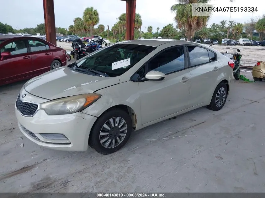 2014 Kia Forte Lx VIN: KNAFK4A67E5193334 Lot: 40143819