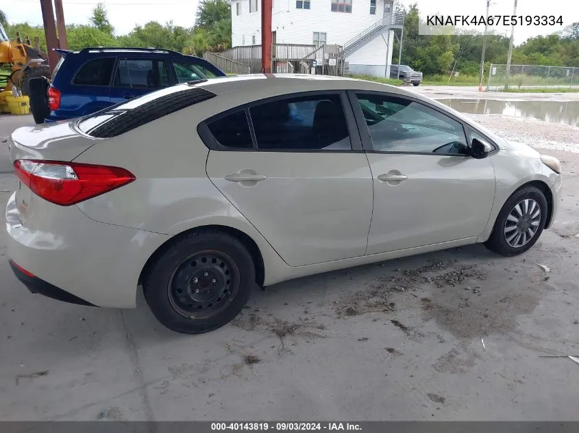 2014 Kia Forte Lx VIN: KNAFK4A67E5193334 Lot: 40143819