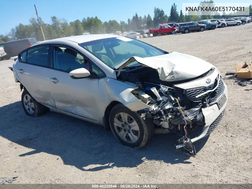 2014 Kia Forte Lx VIN: KNAFK4A60E5170431 Lot: 40225846