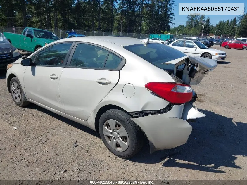 2014 Kia Forte Lx VIN: KNAFK4A60E5170431 Lot: 40225846