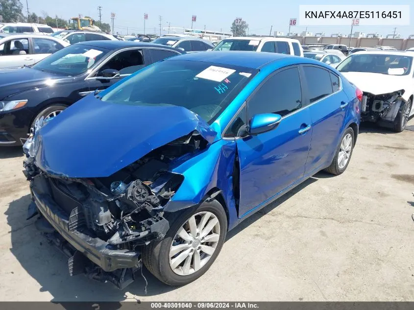 KNAFX4A87E5116451 2014 Kia Forte Ex