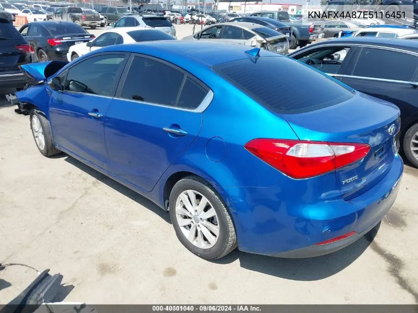 2014 Kia Forte Ex VIN: KNAFX4A87E5116451 Lot: 40301040