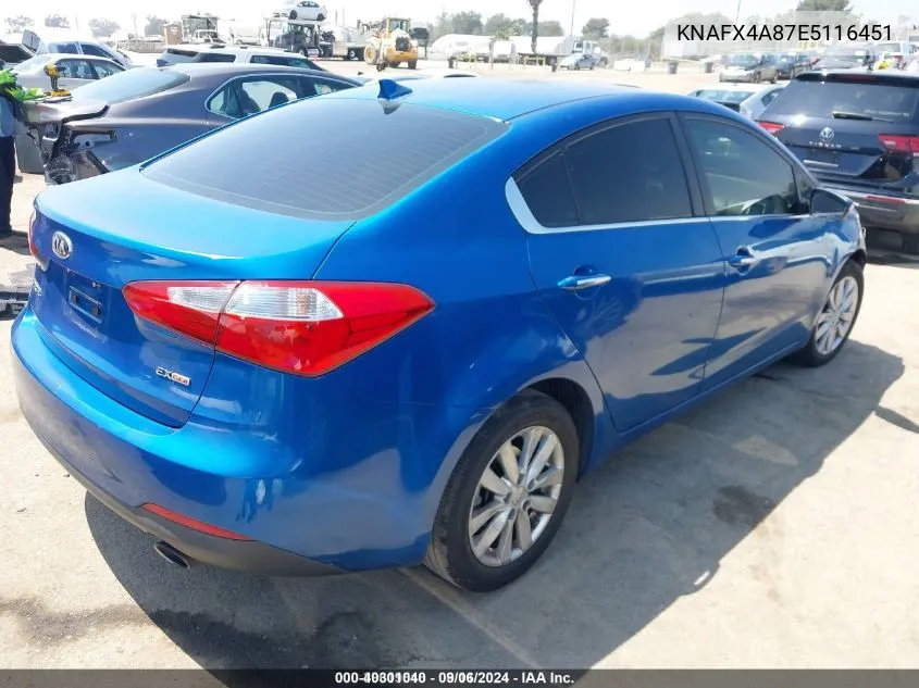 KNAFX4A87E5116451 2014 Kia Forte Ex