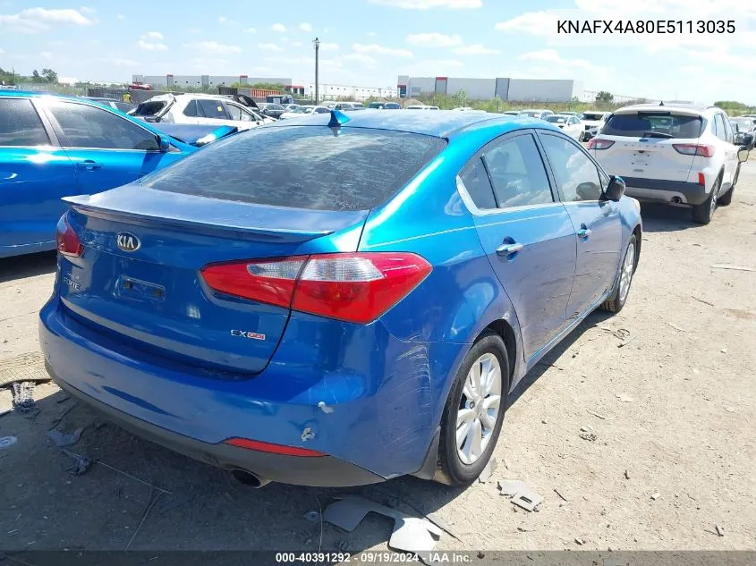 2014 Kia Forte Ex VIN: KNAFX4A80E5113035 Lot: 40391292