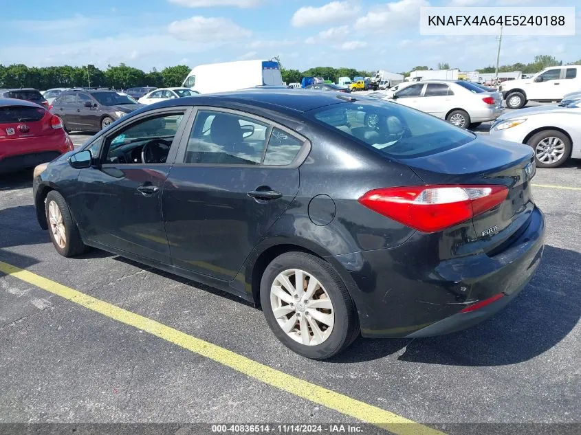 2014 Kia Forte Lx VIN: KNAFX4A64E5240188 Lot: 40836514