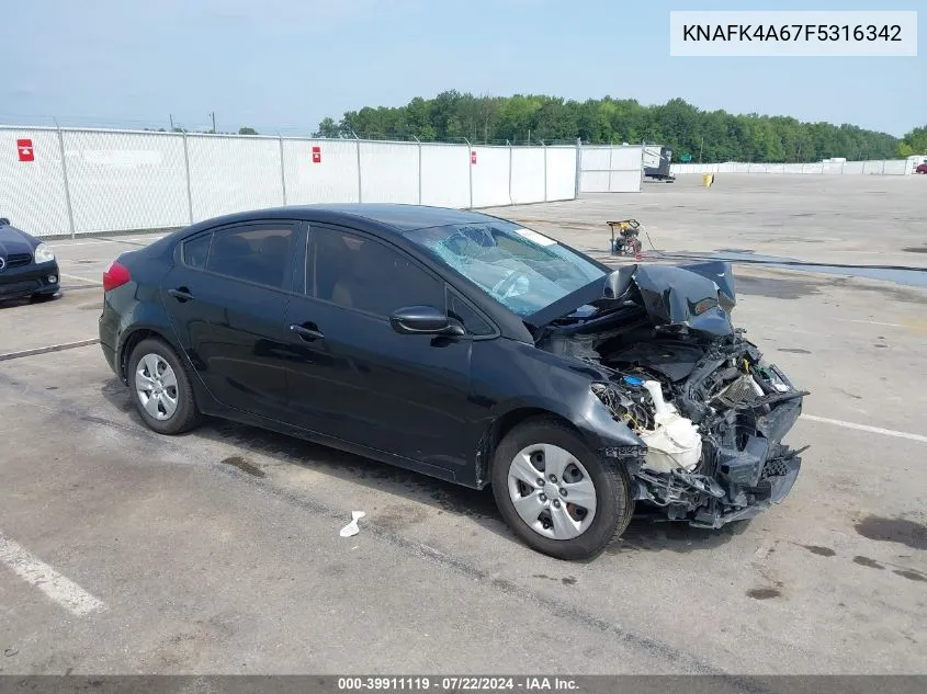 KNAFK4A67F5316342 2015 Kia Forte Lx