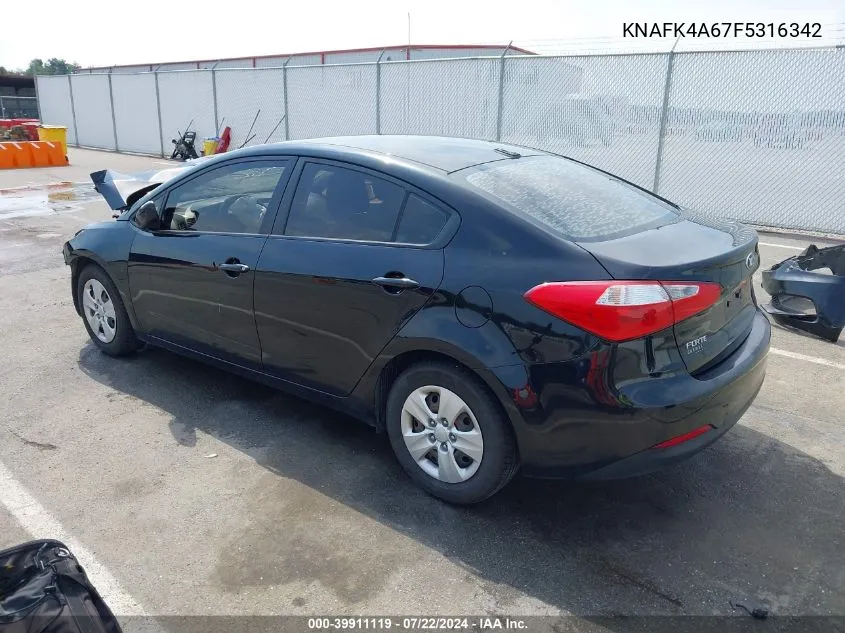 KNAFK4A67F5316342 2015 Kia Forte Lx